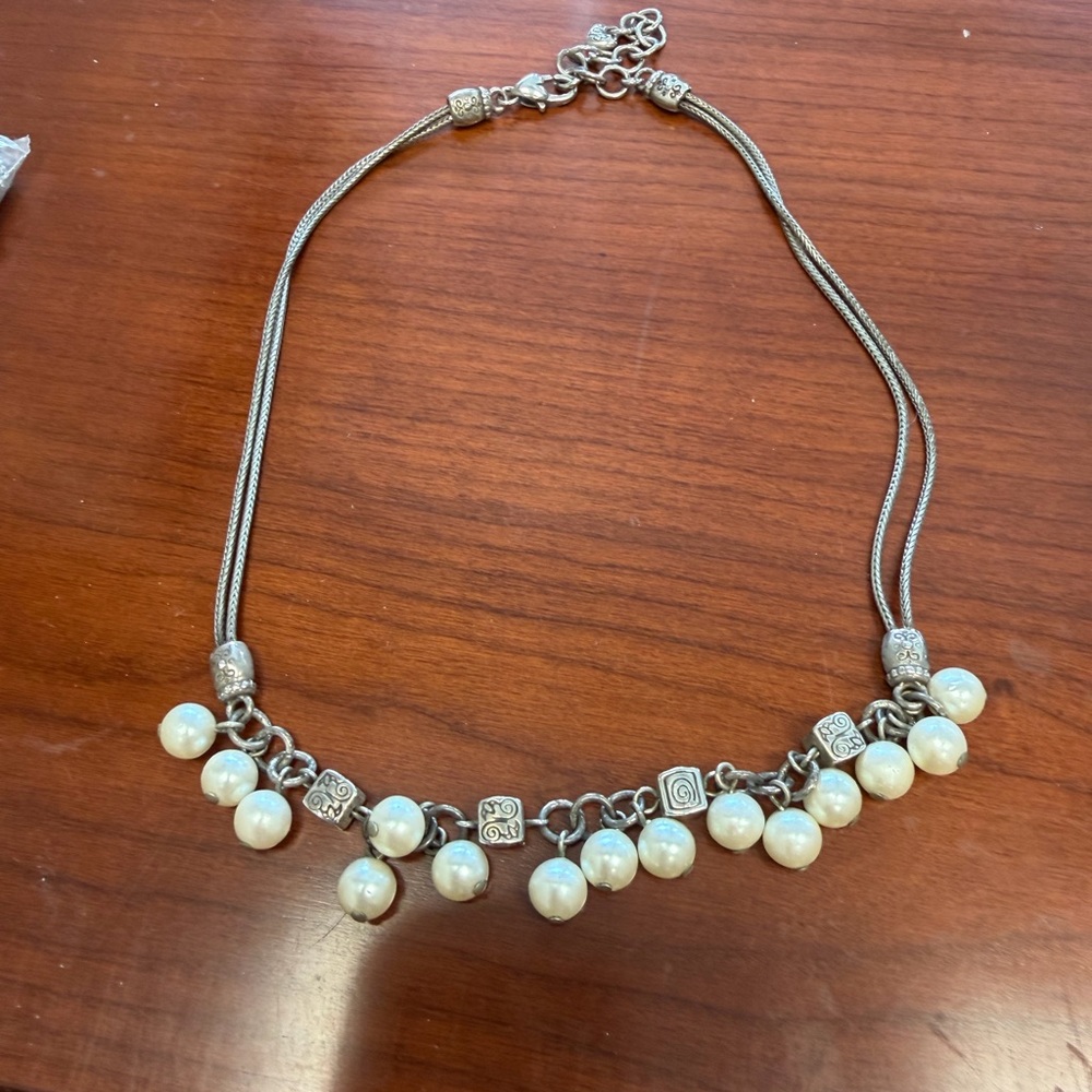 Brighton Silver Necklace with Cream Pearl Charms